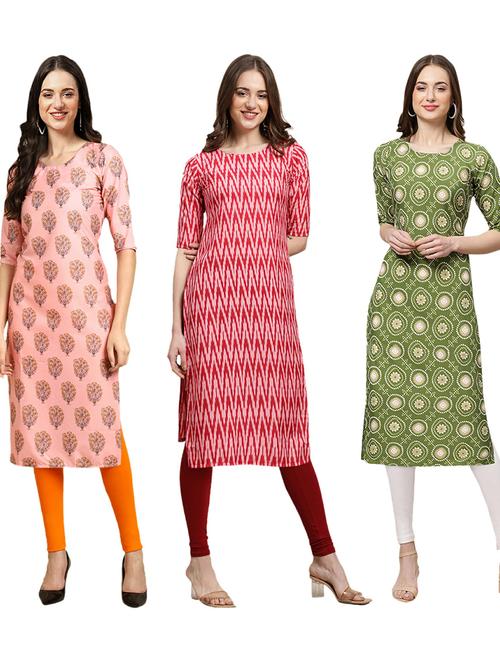 pack of 3 printed straight kurta - 19402682 - Very Small Image - 1