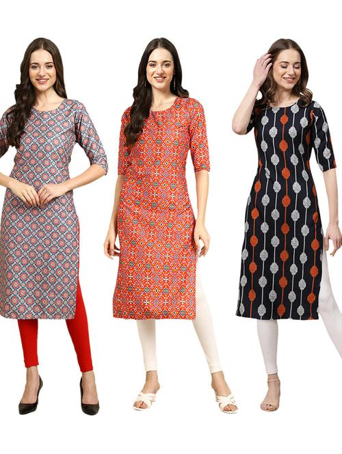 pack of 3 printed straight kurta - 19402696 - Very Small Image - 1