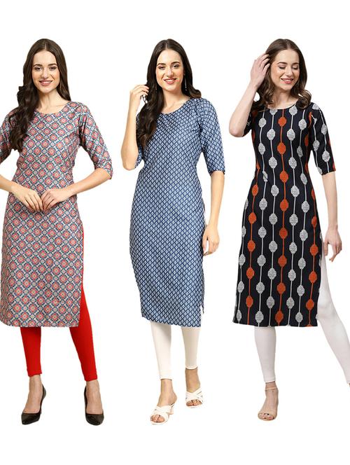 pack of 3 printed straight kurta - 19402697 - Very Small Image - 1