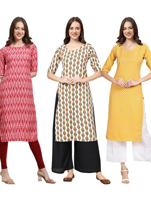 pack of 3 printed straight kurta - 19402704 - Very Small Image - 1