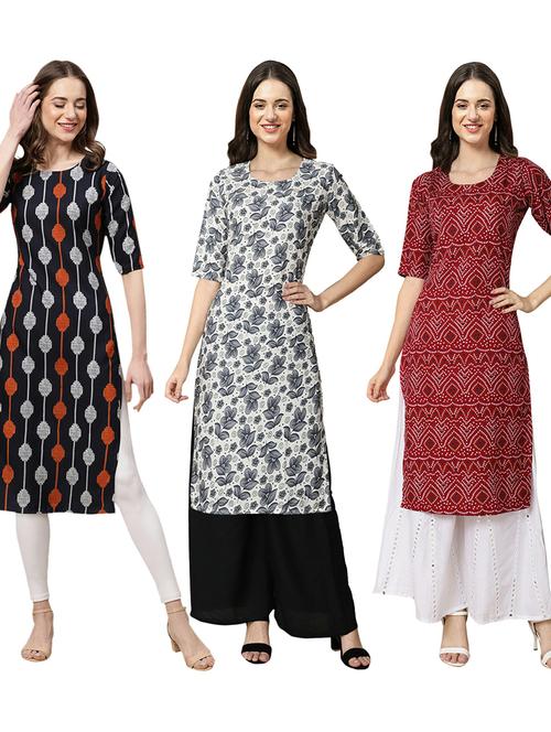 pack of 3 printed straight kurta - 19402710 - Very Small Image - 1