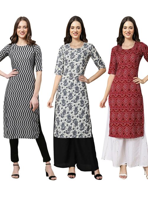 pack of 3 printed straight kurta - 19402727 - Very Small Image - 1