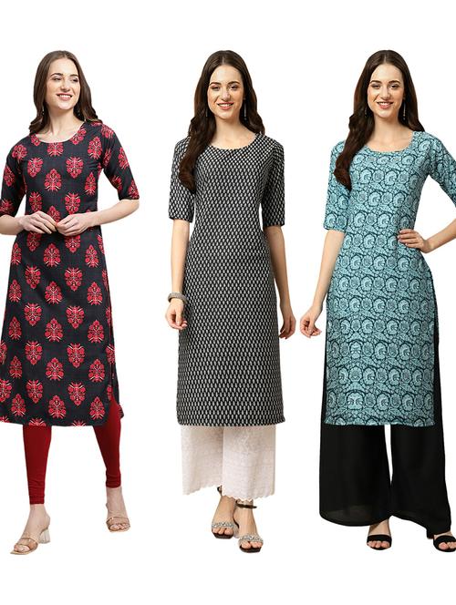 pack of 3 printed straight kurta - 19402755 - Very Small Image - 1
