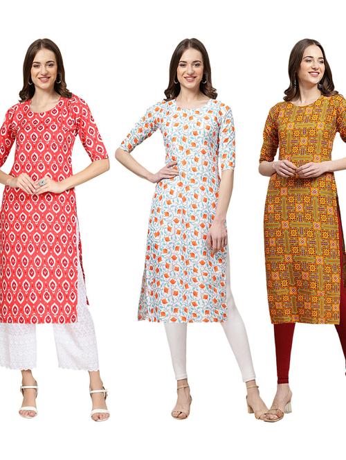 pack of 3 printed straight kurta - 19402756 - Very Small Image - 1