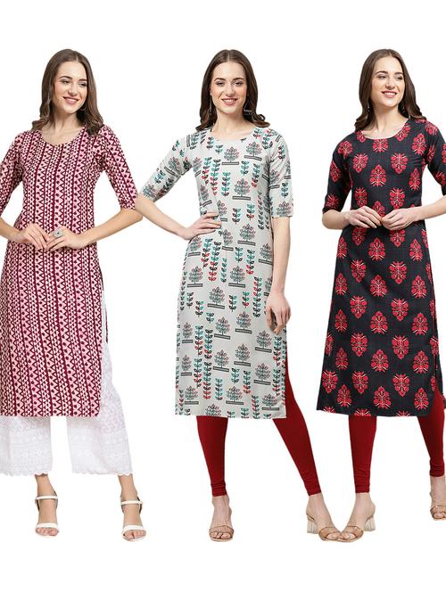 pack of 3 printed straight kurta - 19402761 - Very Small Image - 1