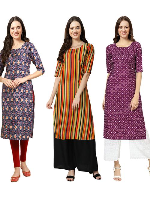 pack of 3 printed straight kurta - 19402793 - Very Small Image - 1