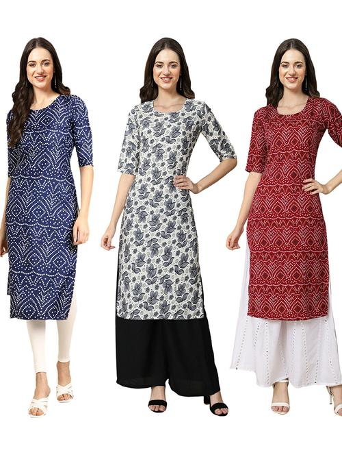 pack of 3 multi colored straight kurta - 19402805 - Very Small Image - 1