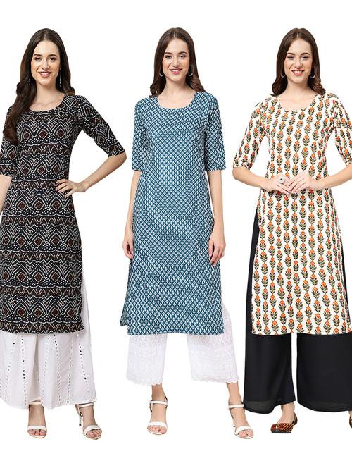 pack of 3 multi colored straight kurta - 19402902 - Very Small Image - 1