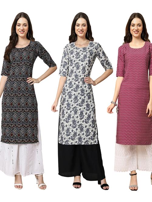 pack of 3 multi colored straight kurta - 19402904 - Very Small Image - 1