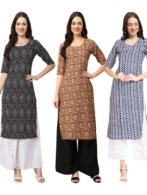 pack of 3 multi colored straight kurta - 19402905 - Very Small Image - 1
