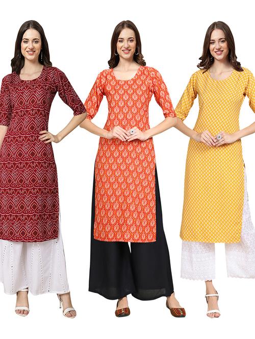 pack of 3 multi colored straight kurta - 19402907 - Very Small Image - 1