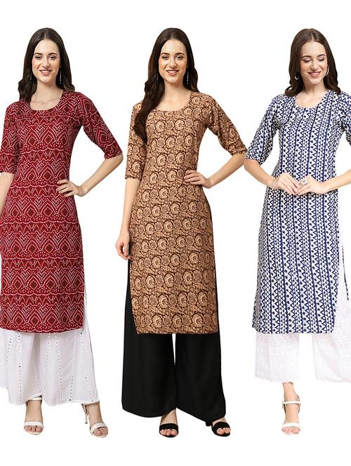 pack of 3 multi colored straight kurta - 19402910 - Very Small Image - 1