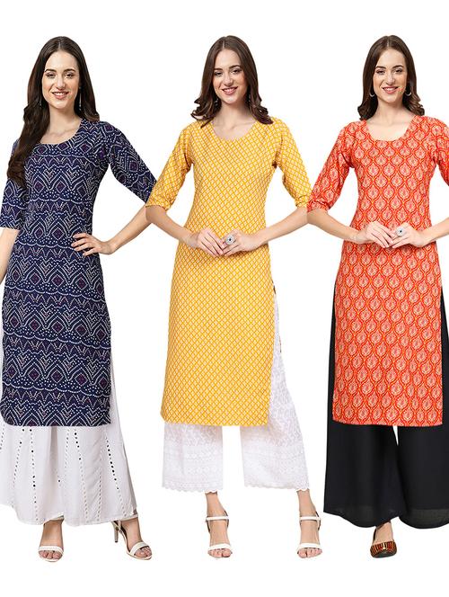 pack of 3 multi colored straight kurta - 19402913 - Very Small Image - 1