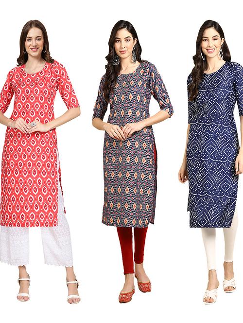 pack of 3 multi colored straight kurta - 19402937 - Very Small Image - 1