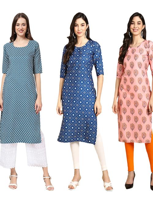 pack of 3 multi colored straight kurta - 19402956 - Very Small Image - 1