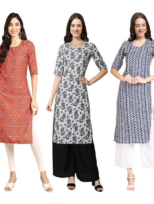 pack of 3 multi colored straight kurta - 19403009 - Very Small Image - 1