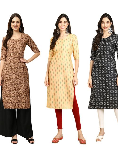 pack of 3 multi colored straight kurta - 19403073 - Very Small Image - 1