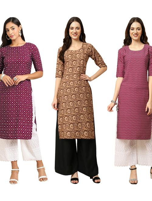 multi coloured printed straight kurta set - 19403142 - Very Small Image - 1