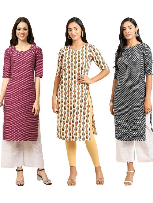 multi coloured printed straight kurta set - 19403170 - Very Small Image - 1