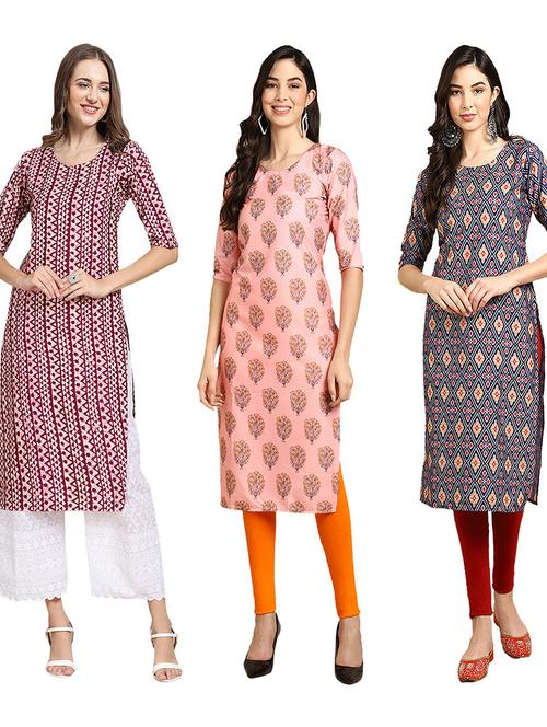 multi coloured printed straight kurta set - 19403278 - Very Small Image - 1