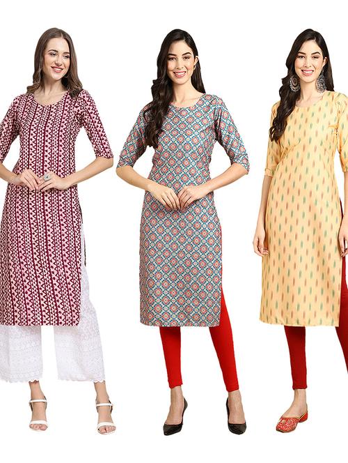 multi coloured printed straight kurta set - 19403281 - Very Small Image - 1