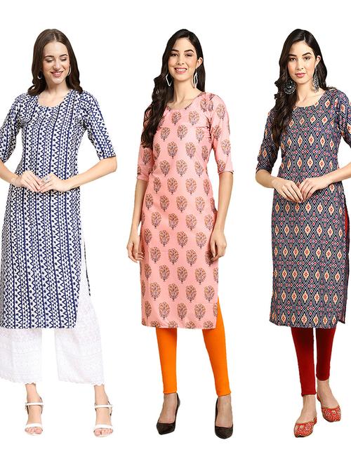 multi coloured printed straight kurta set - 19403283 - Very Small Image - 1