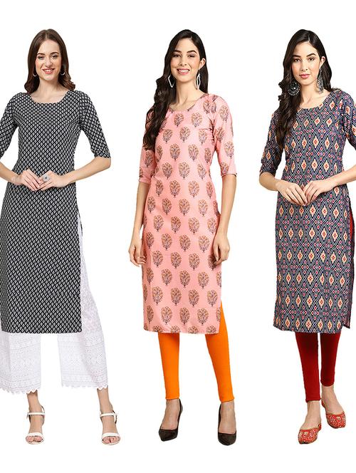 multi coloured printed straight kurta set - 19403288 - Very Small Image - 1