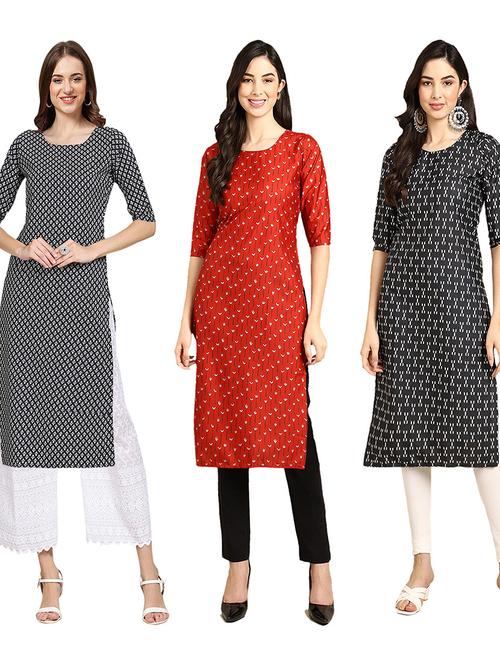 multi coloured printed straight kurta set - 19403290 - Very Small Image - 1
