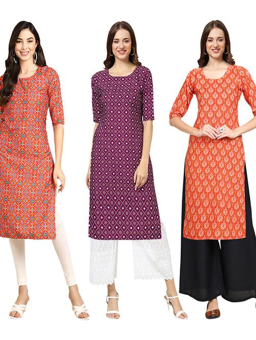 multi coloured printed straight kurta set - 19403347 - Very Small Image - 1