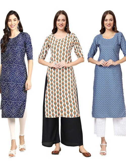 multi coloured printed straight kurta set - 19403351 - Very Small Image - 1
