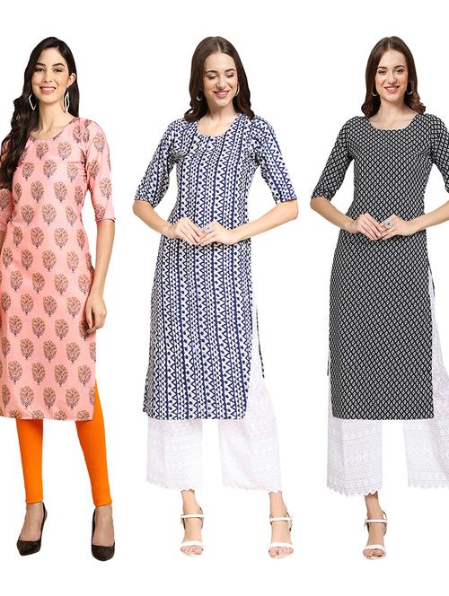multi coloured printed straight kurta set - 19403360 - Very Small Image - 1
