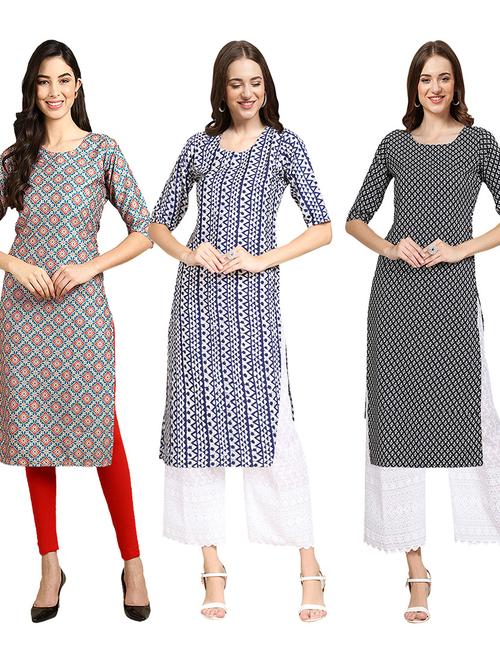 multi coloured printed straight kurta set - 19403375 - Very Small Image - 1