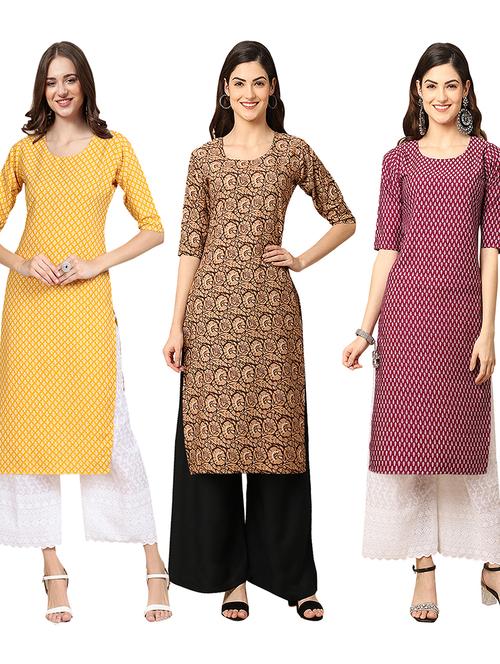 multi coloured printed straight kurta set - 19403402 - Very Small Image - 1