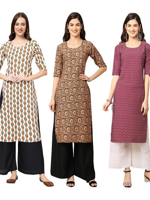 multi coloured printed straight kurta set - 19403412 - Very Small Image - 1