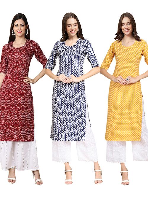 pack of 3 multi colored kurta - 19403446 - Very Small Image - 1
