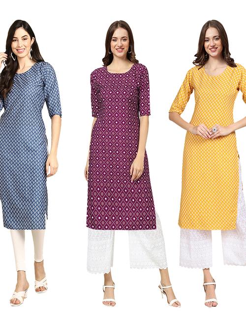 pack of 3 multi colored kurta - 19403553 - Very Small Image - 1