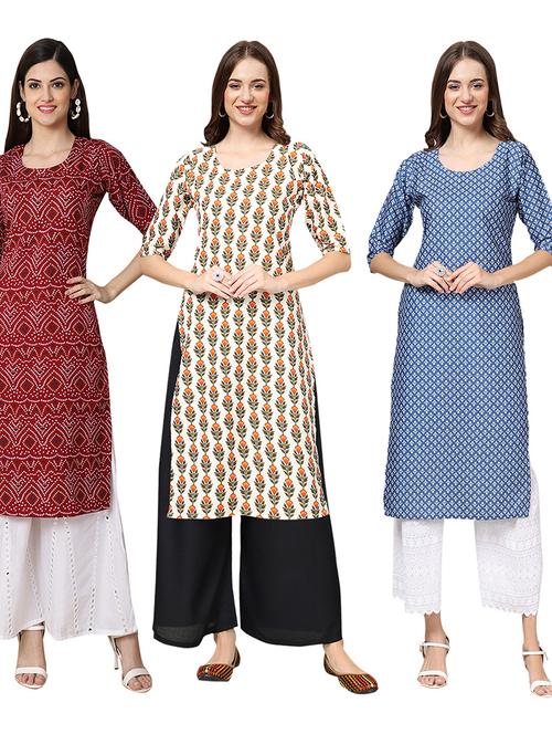 pack of 3 printed straight kurta - 19403641 - Very Small Image - 1