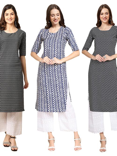 pack of 3 printed straight kurta - 19403655 - Very Small Image - 1