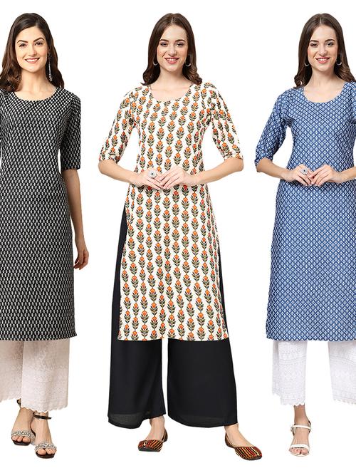 pack of 3 printed straight kurta - 19403656 - Very Small Image - 1