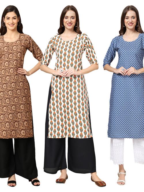pack of 3 printed straight kurta - 19403666 - Very Small Image - 1