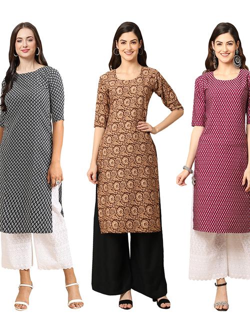 pack of 3 printed straight kurta - 19403688 - Very Small Image - 1