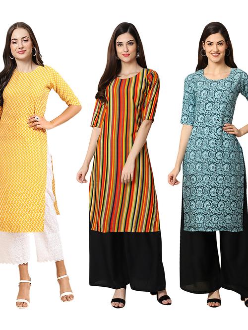 pack of 3 printed straight kurta - 19403689 - Very Small Image - 1