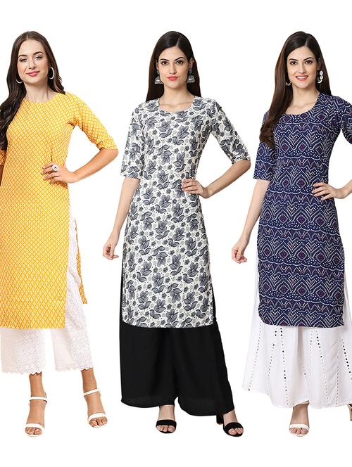 pack of 3 printed straight kurta - 19403690 - Very Small Image - 1