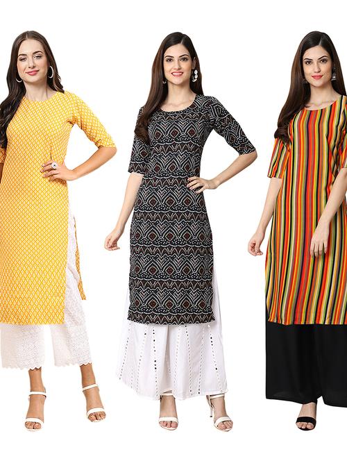 pack of 3 printed straight kurta - 19403691 - Very Small Image - 1