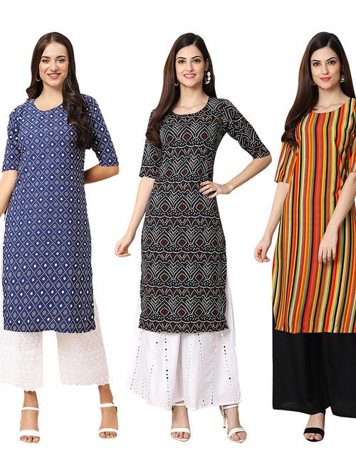 pack of 3 printed straight kurta - 19403706 - Very Small Image - 1