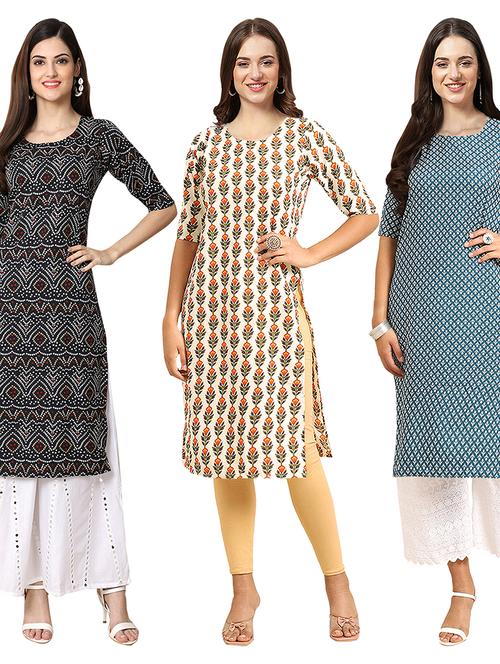 pack of 3 printed straight kurta - 19403735 - Very Small Image - 1