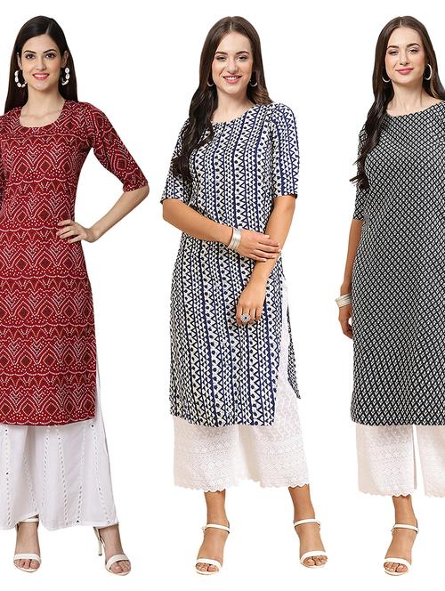 pack of 3 printed straight kurta - 19403739 - Very Small Image - 1