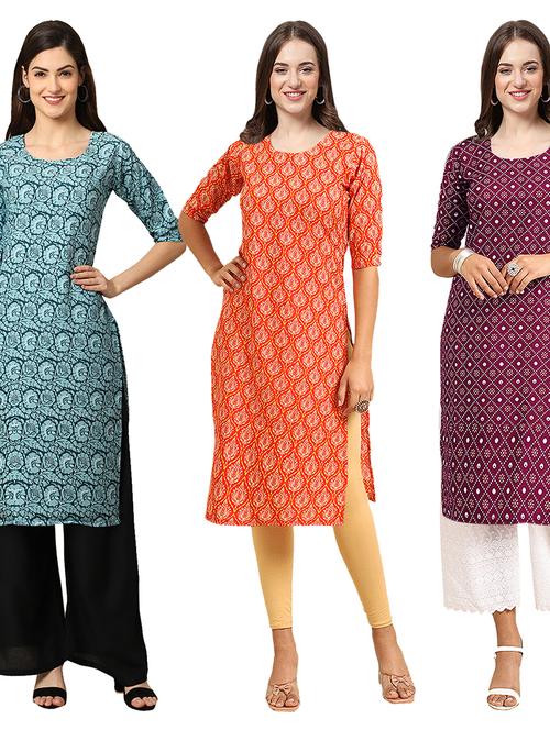 pack of 3 printed straight kurta - 19403767 - Very Small Image - 1