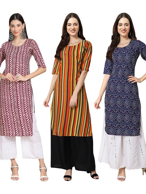 pack of 3 printed straight kurta - 19403778 - Very Small Image - 1