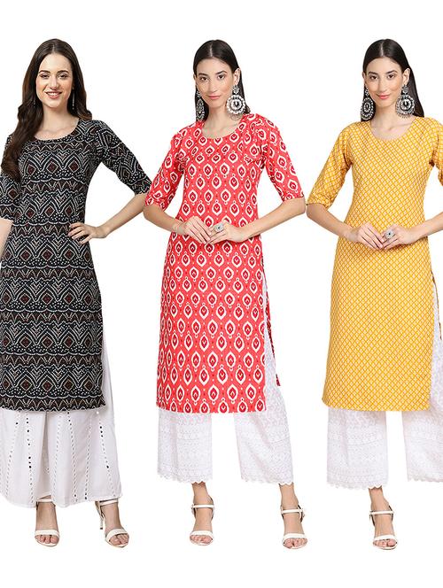 pack of 3 printed straight kurta - 19403833 - Very Small Image - 1